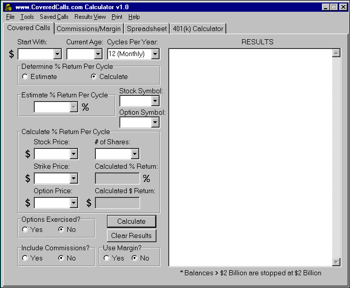 www.CoveredCalls.com Calculator